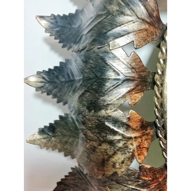 Vintage Metal & Painted Glass Sconce For Sale - Image 6 of 11