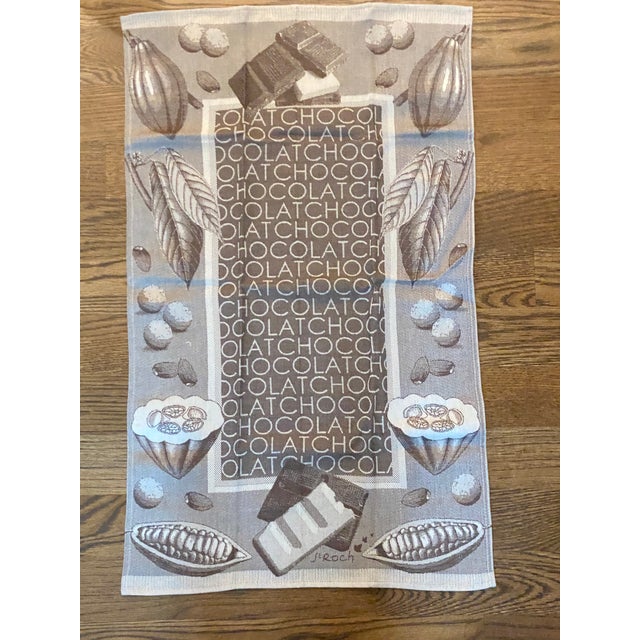French Late 20th Century St. Roch French Cotton Jacquard "Chocolat" Theme Tea Towel For Sale - Image 3 of 8