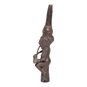Nigerian Benin-Style Bronze Figural Pipe Mouthpiece, C. 1900
