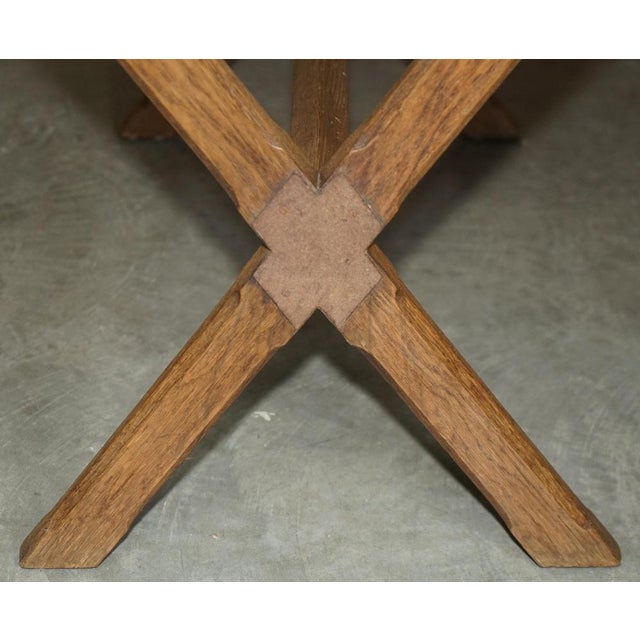 Antique Victorian Oak X Frame Dining Table with Marble Top, 1870s For Sale - Image 12 of 18