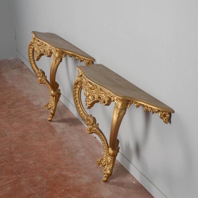 1950s Rococo Style Gilt Wall Console, 20th Century For Sale - Image 5 of 18