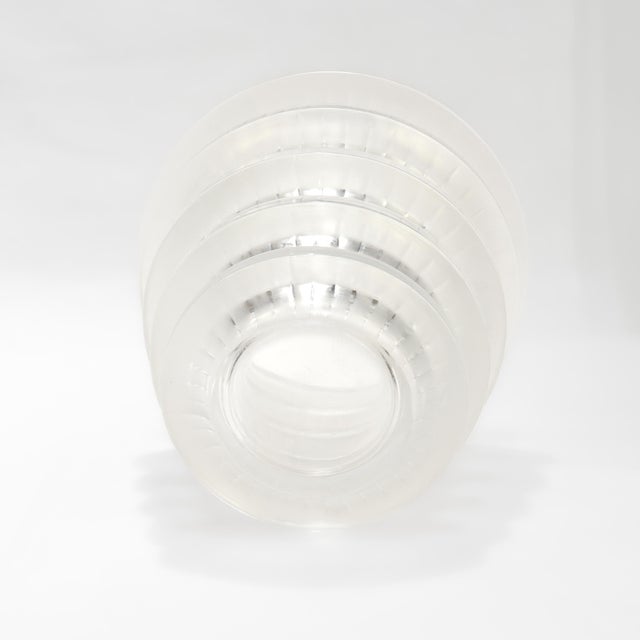 Vintage Lalique Mid-Century Marc Lalique Era 'Chevreuse' French Art Glass Vase For Sale - Image 9 of 11