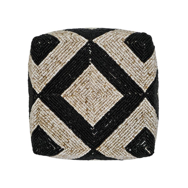 Tribal Vintage Beige & Black Beaded Bamboo Box Medium For Sale - Image 3 of 3