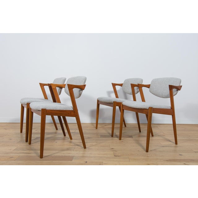 Mid-Century Modern Mid-Century Teak Model 42 Dining Chairs by Kai Kristiansen for Schou Andersen, 1960s, Set of 4 For Sale - Image 3 of 18