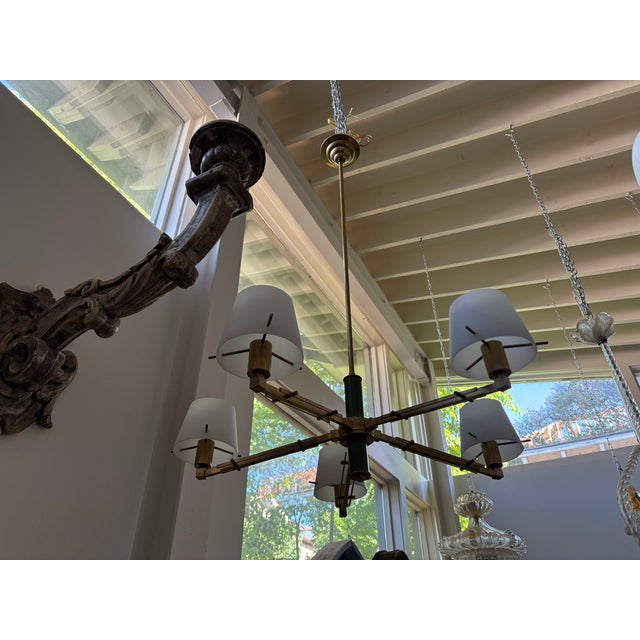 Mid-Century Modern 1960s Italian Modern Brass Chandelier For Sale - Image 3 of 11