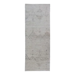 Long Modern Gallery Runner in Neutrals With Moroccan Styled Diamond Design
