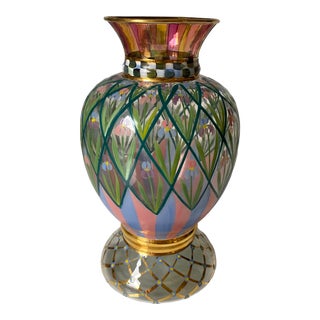 1990s MacKenzie-Childs Glass Flower Vase For Sale