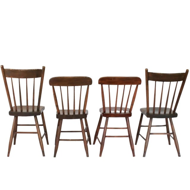 Farmhouse Antique Spindle Back Chairs S/4 For Sale - Image 3 of 11