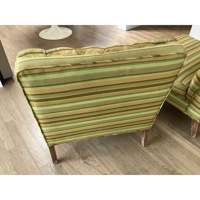 Textile 1960s Pair of Midcentury Modern Slipper Upholstered Chairs For Sale - Image 7 of 17