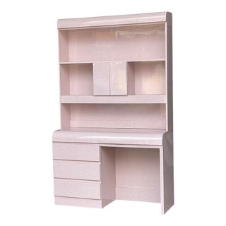 1980s Postmodern Pink Vanity Desk With Shelving Unit For Sale