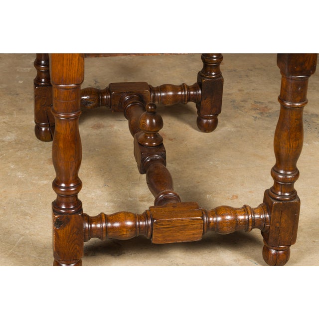 English 18th Century English Oak Side Table with Single Drawer and Turned Base For Sale - Image 3 of 12