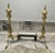Good condition This high-quality vintage set is a complete "companion set," uniquely designed to combine elegant andirons...