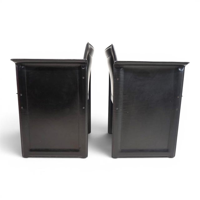 Solaria Chairs in Black Leather by Tito Agnoli for Arrben, 1970s, Set of 2 For Sale - Image 6 of 18