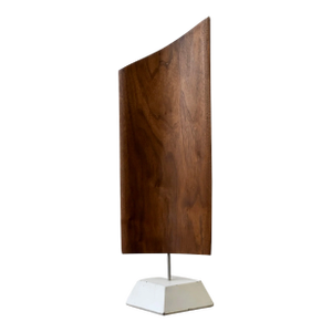 Vintage Large-Scale Teak Fin Sculpture With White Painted Base Base by Paul Bechtold, Circa Mid 20th Century