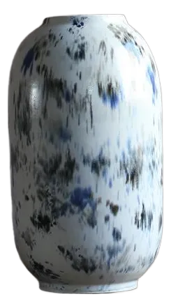 Small White Vase With Abstract Painting by Scarlet Pottery