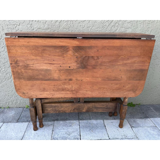 Traditional Vintage Mid 20th Century Wood Gate Leg Drop Leaf Table For Sale - Image 3 of 12