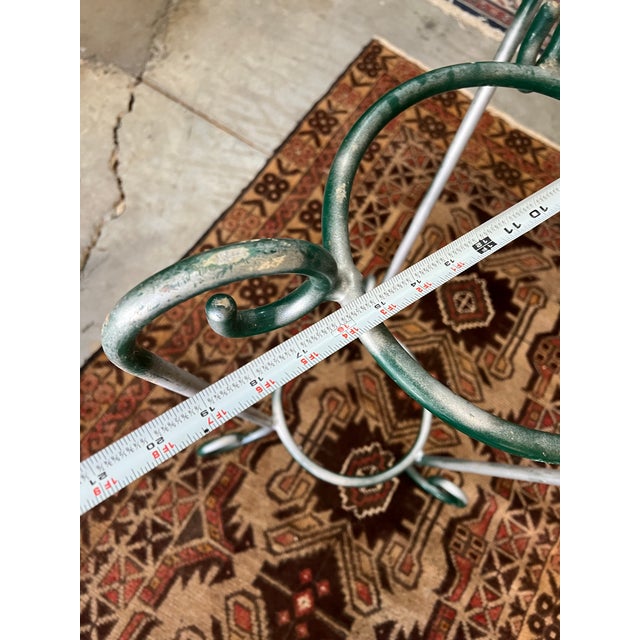 Mid-Century Modern 1970s Standing Green and Silver Metal Planter For Sale - Image 3 of 5