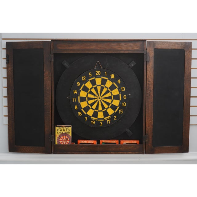 Age: C.1930s Details: Fine Carved Details High Quality Construction English Feudal Oak Style Chalk Scoreboard Peg...