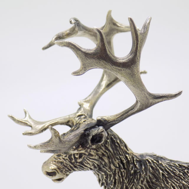 Silver Vintage Italian Handmade Genuine Silver Large Stag Deer Sculpture by Italian Silver Artist Mario Cerreti For Sale - Image 8 of 14