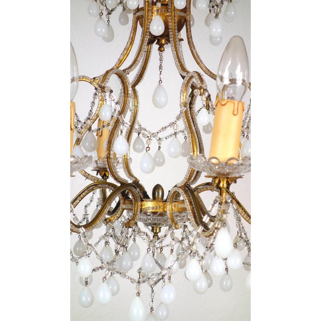 Antique Gilded Metal and Murano Glass Drop Chandelier, 1920s For Sale - Image 13 of 13