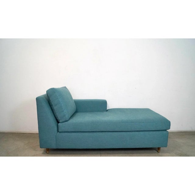 Vintage 1970's Mid century Modern daybed for sale. Has been professionally reupholstered in a teal textured nubby tweed...