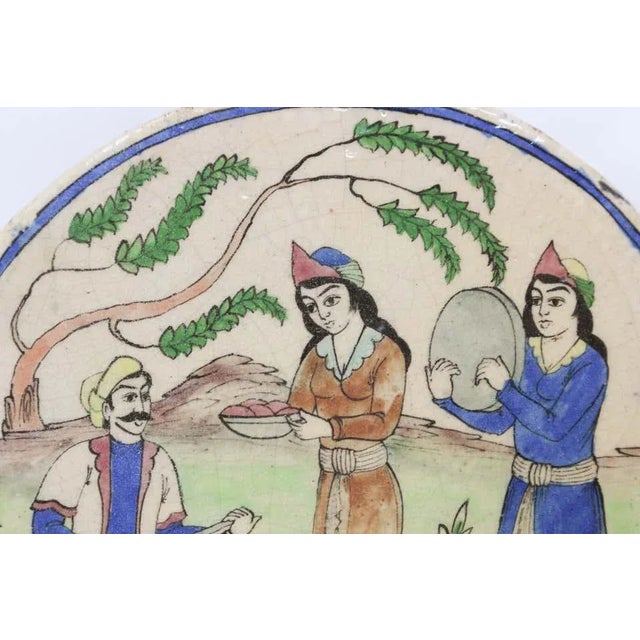 Ceramic Antique 19th Middle Eastern Circular Tile For Sale - Image 7 of 13