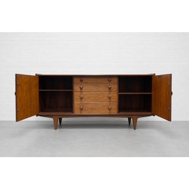 Mid Century Modern Teak Credenza by A. Younger Ltd. | Vintage Sideboard, Made in England, C. 1960’s For Sale - Image 4 of 15