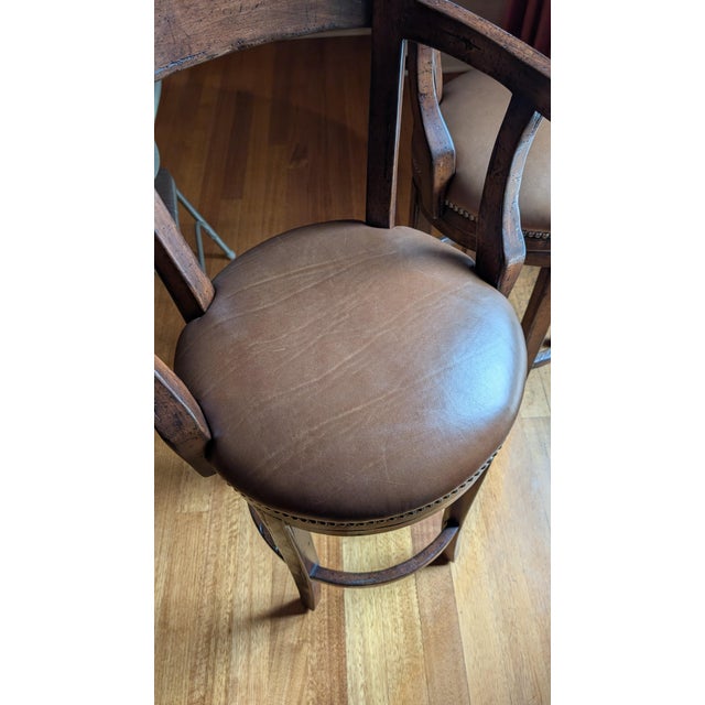 Alder & Co Swivel Bar Stools With Leather Seats For Sale - Image 9 of 10