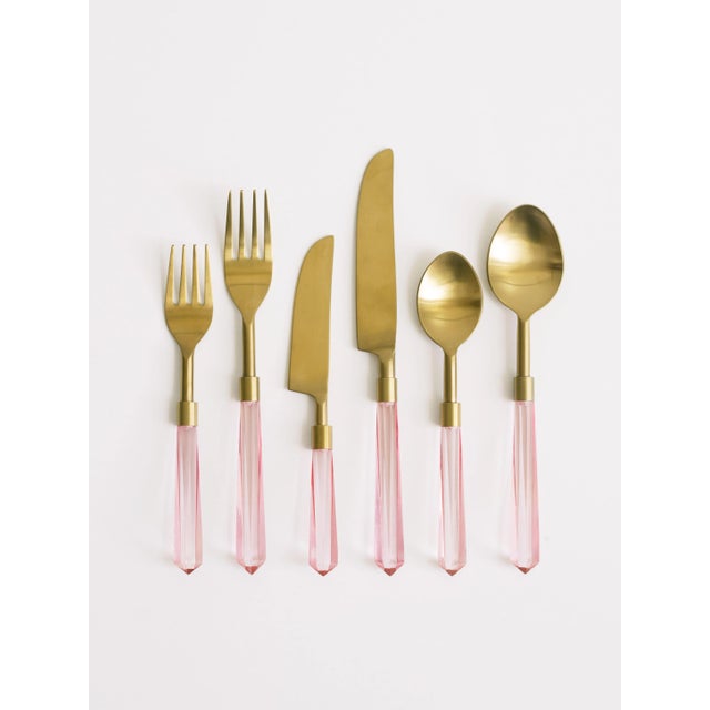 Modern PRISM Rosewater + Gold Flatware - Set of 6 For Sale - Image 3 of 3