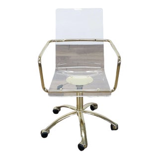Pottery Barn Paige Modern Acrylic Swivel Desk Chair For Sale