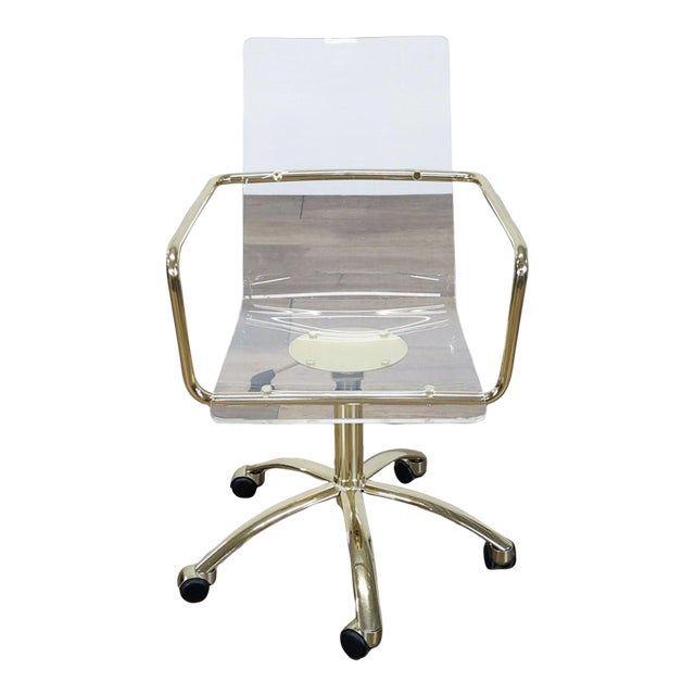 Pottery Barn Paige Modern Acrylic Swivel Desk Chair For Sale