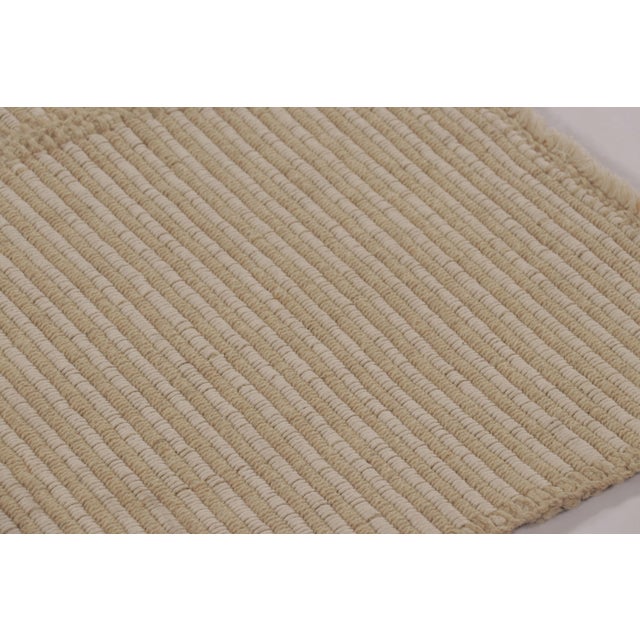 Contemporary Rug & Kilim’s Contemporary Accent Kilim, Square Rug in Cream and White Stripes For Sale - Image 3 of 8