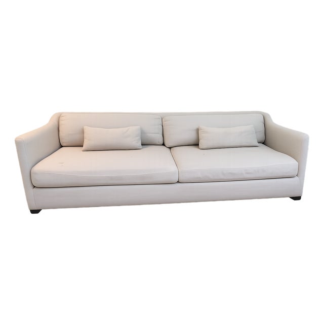Cisco Home Down-Filled Sofa – Neutral Linen, Deep & Comfortable, or Reupholstery Opportunity For Sale