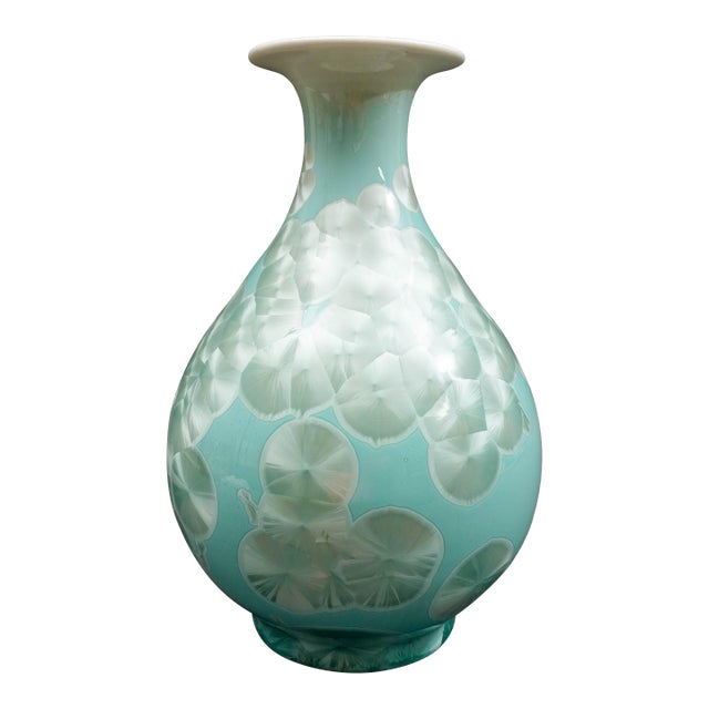 John Richard Powder Blue Mother of Pearl Porcelain Vase 11 3/8" For Sale