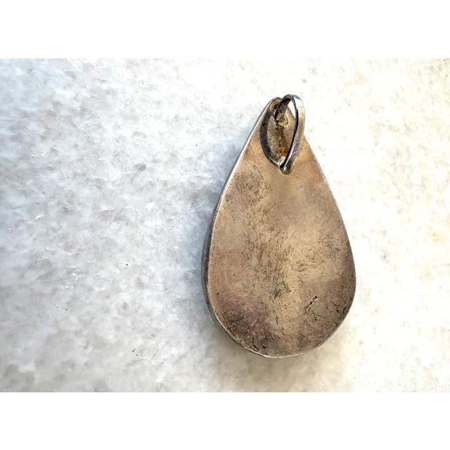 Vintage Sterling Silver and Malachite Pendant For Sale - Image 4 of 6
