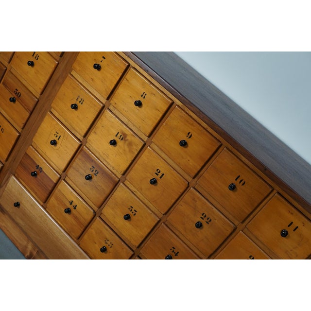 Wood Large Mid-20th Century Dutch Industrial Beech Apothecary Cabinet For Sale - Image 7 of 18