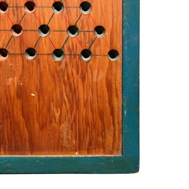 Folk Art Early 20th Century Antique Chinese Checkers Game Board with Original Paint and Blue Accents For Sale - Image 3 of 8
