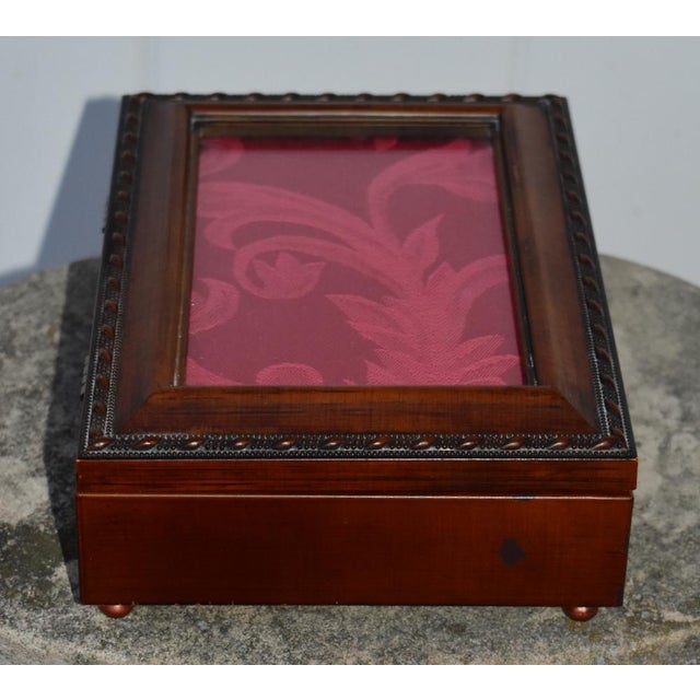 Vintage Mahogany Musical Jewelry Box /Velvet Interior For Sale - Image 10 of 12