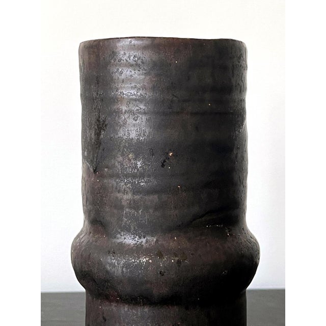 Ceramic Geometrical Vase with Black Metallic Glaze Beatrice Wood For Sale - Image 11 of 13
