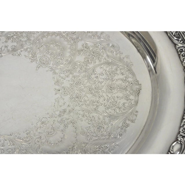 Vintage Wm Rogers & Son "Victorian Rose" Silver Plated Oval Serving Platter Tray For Sale - Image 10 of 15