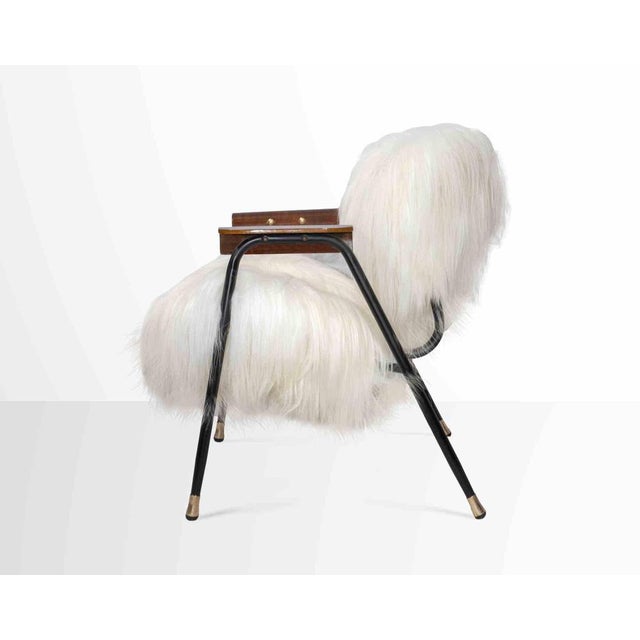 Vintage Armchair in Sheepskin and Wood by Gastone Rinaldi, 1950s For Sale - Image 6 of 8