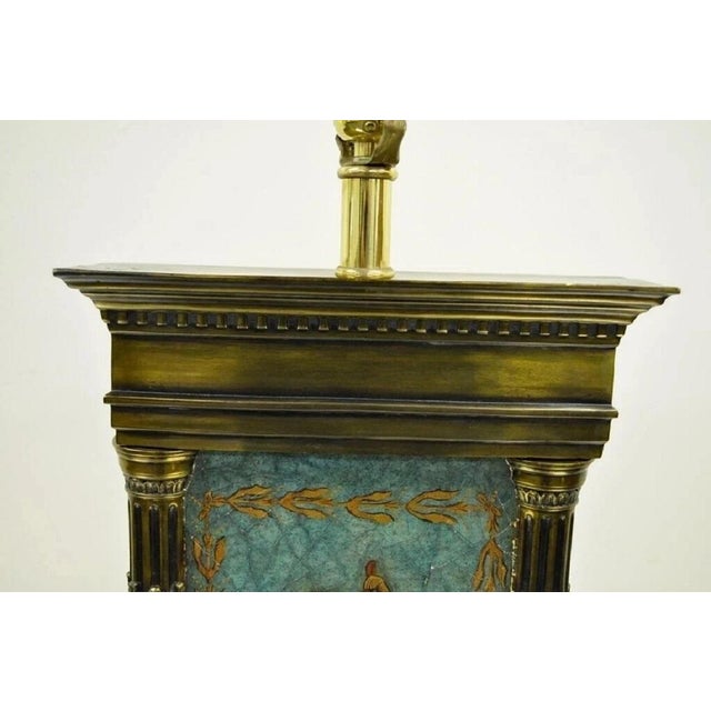Blue Vintage Neoclassical Style Figural Painted Nude Woman Bronze Marble Table Lamp For Sale - Image 8 of 11