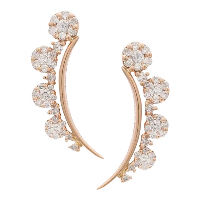 Natural Diamond Modern 14k Rose Gold Earrings by VRJewels- A Pair For Sale