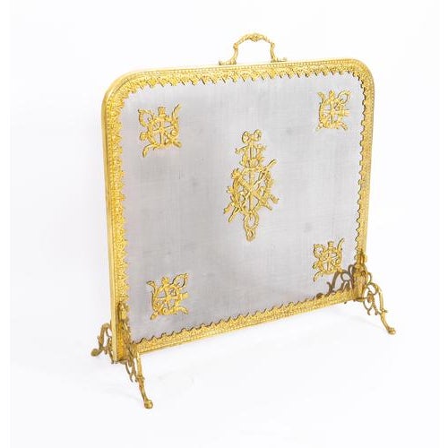 Antique Empire Revival Classical Trophies Gilt Bronze Fire Screen, 1800s For Sale - Image 11 of 14