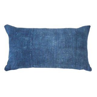Vintage Indigo Lumbar Pillow For Sale