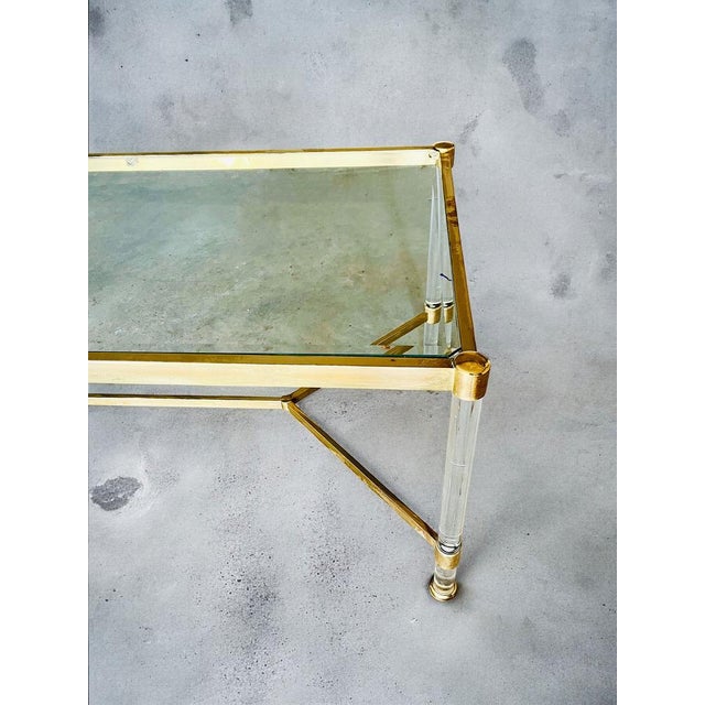 Brass and Glass Coffee/Side Table, 1970s For Sale - Image 4 of 6