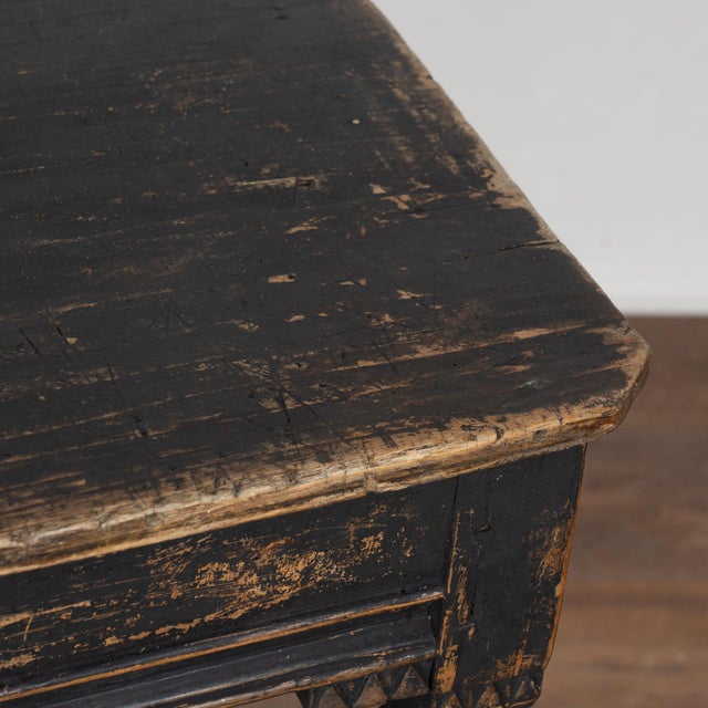 19th Century Swedish Black Painted Pine Side Table For Sale - Image 9 of 18