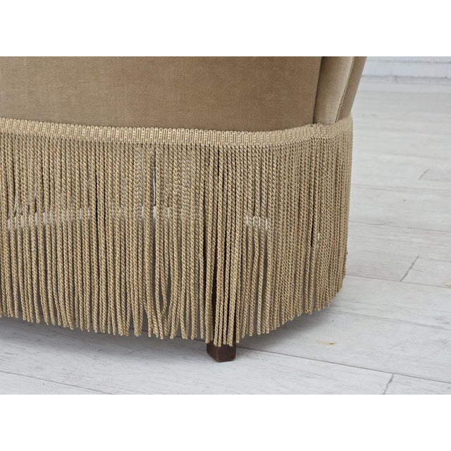 1960s, Danish armchair in green/brown furniture velour. Original good condition: no smells, no stains and stable...