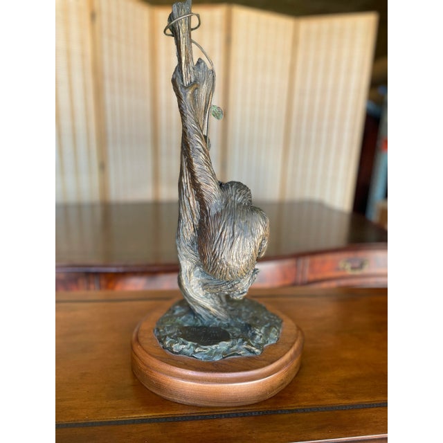 "Mr. Clyde": A Bronze Gorilla Hanging From a Tree Sculpture by Artist Carl Wagner For Sale - Image 9 of 9