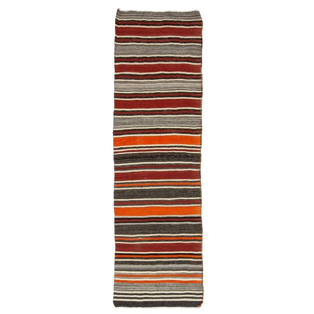 Textile Striped Vintage Turkish Kilim Runner For Sale - Image 7 of 7